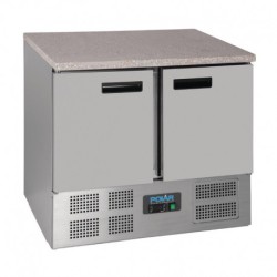 TABLE RÉFRIGÉRÉE POSITIVE PLAN DE TRAVAIL EN MARBRE POLAR SÉRIE G 2 PORTES 240L CL108
