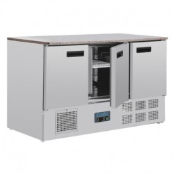 TABLE RÉFRIGÉRÉE POSITIVE PLAN DE TRAVAIL EN MARBRE POLAR SÉRIE G 3 PORTES 368L CL109