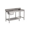Table d'entrée lave-vaisselle inox avec bac à gauche TVO dosseret et tablette inférieure Gastro M 850x1000x700mm