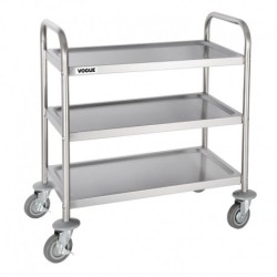 CHARIOT DE DÉBARRASSAGE INOX 3 NIVEAUX PETITE TAILLE VOGUE F993