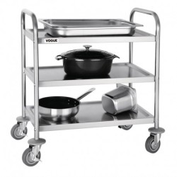 CHARIOT DE DÉBARRASSAGE INOX 3 NIVEAUX PETITE TAILLE VOGUE F993