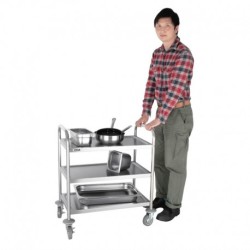 CHARIOT DE DÉBARRASSAGE INOX 3 NIVEAUX PETITE TAILLE VOGUE F993