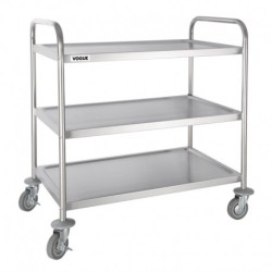 3 NIVEAUX - GRAND CHARIOT DE DÉBARRASSAGE EN ACIER INOXYDABLE VOGUE F995