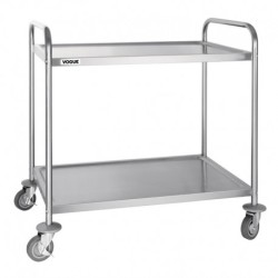 GRAND CHARIOT DE DÉBARRASSAGE EN ACIER INOXYDABLE VOGUE 2 NIVEAUX F998
