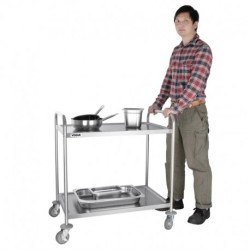 GRAND CHARIOT DE DÉBARRASSAGE EN ACIER INOXYDABLE VOGUE 2 NIVEAUX F998
