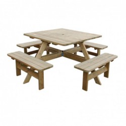 Table de pique-nique en bois carrée Rowlinson 1980mm CG096 Rowlinson
