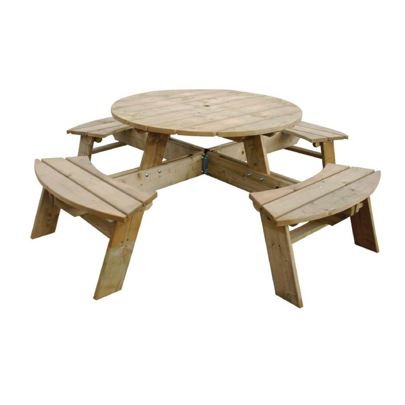 Table de pique-nique en bois ronde Rowlinson 2000mm CG097 Rowlinson Table de pique-nique en bois ronde Rowlinson 2000mm CG097 Rowlinson