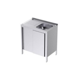 80x50x85/88 cm Distform FBPD5080 Plonge avec bâti et portes bac à gauche et égouttoir acier inoxydable