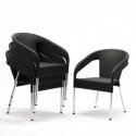 Fauteuils enveloppants bistro en rotin PE anthracite Bolero (lot de 4) CG223 Bolero