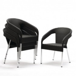 Fauteuils enveloppants bistro en rotin PE anthracite Bolero (lot de 4) CG223 Bolero