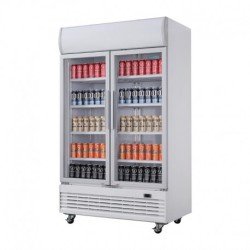 950L -  POLAR GE580 - ARMOIRE RÉFRIGÉRÉE 2 PORTES VITRÉES AVEC CAISSON LUMINEUX SÉRIE G