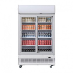 950L - 2 PORTES VITRÉES COULISSANTES - POLAR - GE581 - AVEC CAISSON LUMINEUX - ARMOIRE REFRIGEREE