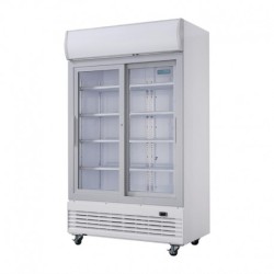 950L - 2 PORTES VITRÉES COULISSANTES - POLAR - GE581 - AVEC CAISSON LUMINEUX - ARMOIRE REFRIGEREE