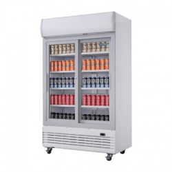 950L - 2 PORTES VITRÉES COULISSANTES - POLAR - GE581 - AVEC CAISSON LUMINEUX - ARMOIRE REFRIGEREE