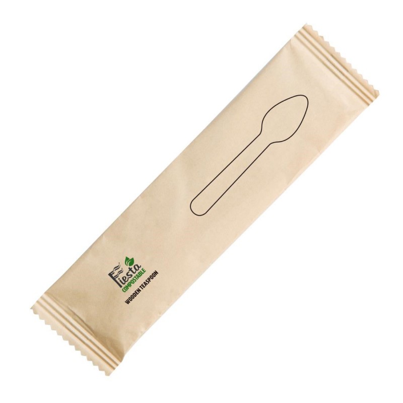 Cuillères à café en bois emballées individuellement Fiesta Compostable (lot de 500) CH085 Fiesta Compostable Cuillères à café en bois emballées individuellement Fiesta Compostable (lot de 500) CH085 Fiesta Compostable