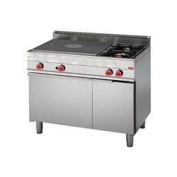Plaque coup de feu gaz Gastro M 650 et 2 feux vifs sur four à gaz et placard fermé 65/110TPG GN052 Gastro M