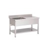 Plonge inox avec étagère basse Gastro M 1 bac à gauche 140 x 70 x 85 cm GN201 Gastro M
