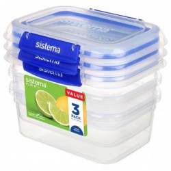 Boîtes alimentaires rectangulaires Sistema Klip It Plus 1L (lot de 3) CH254 Sistema