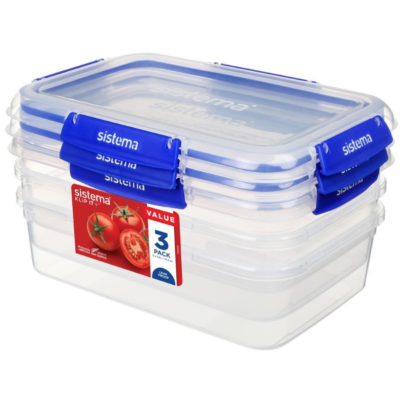 Boîtes alimentaires rectangulaires Sistema Klip It Plus 2 Boîtes alimentaires rectangulaires Sistema Klip It Plus 2