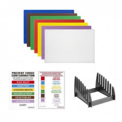 Set de 7 planches à découper basse densité Hygiplas épaisseur 10mm avec support et poster CH310 Hygiplas