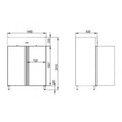 THL1410BT - Armoire réfrigérée négative - 2 portes - 1480 x 830 x 2010 mm