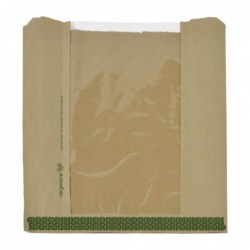 Sachets sandwich/cookie kraft avec fenêtre PLA Vegware taille moyenne (lot de 1000) CJ181 Vegware
