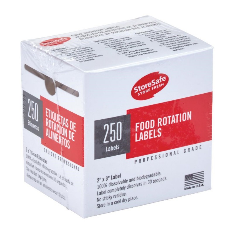 Etiquettes de rotation des aliments biodégradables Cambro Storesafe 6 rouleaux de 250 CJ648 Cambro Etiquettes de rotation des aliments biodégradables Cambro Storesafe 6 rouleaux de 250 CJ648 Cambro