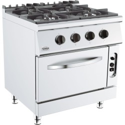 BASE 700 CUISINIERE A GAZ 4 BRULEURS AVEC FOUR À GAZ 7178.0415 COMBISTEEL