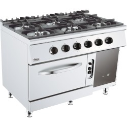 BASE 700 CUISINIERE A GAZ 6 BRULEURS AVEC FOUR À GAZ 7178.0420 COMBISTEEL