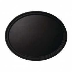 Plateau ovale fibre de verre antidérapant Camtread Cambro noir 600 x 730mm CJ655 Cambro