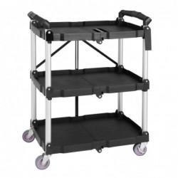 Petit chariot pliant en polypropylène Vogue 3 niveaux noir CK113 Vogue