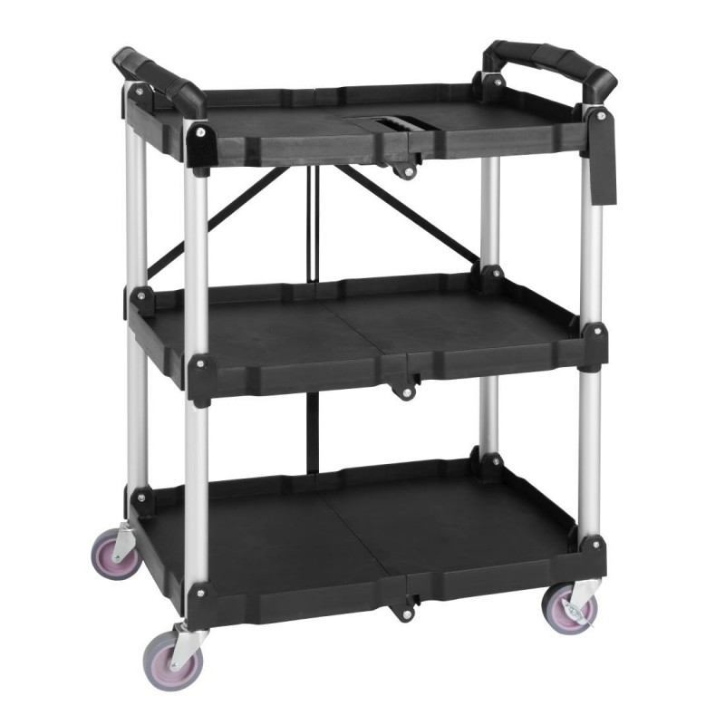 Petit chariot pliant en polypropylène Vogue 3 niveaux noir CK113 Vogue Petit chariot pliant en polypropylène Vogue 3 niveaux noir CK113 Vogue