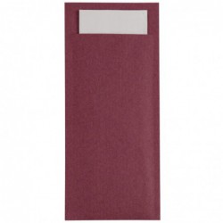 Pochettes à couverts bordeaux avec serviette blanche Europochette (lot de 500) CK234 Europochette