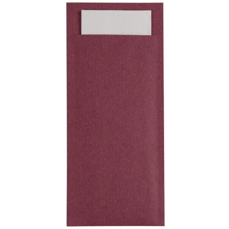 Pochettes à couverts bordeaux avec serviette blanche Europochette (lot de 500) CK234 Europochette Pochettes à couverts bordeaux avec serviette blanche Europochette (lot de 500) CK234 Europochette