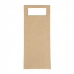 Pochettes à couverts kraft avec serviette blanche Europochette (lot de 500) CK235 Europochette