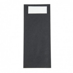 Pochettes à couverts noires avec serviette blanches Europochette (lot de 500) CK236 Europochette