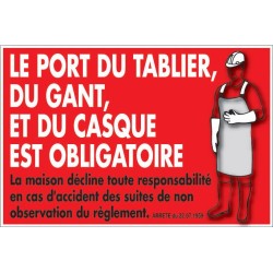 PANCARTE PORT DU TABLIER ET DU CASQUE 2414 L2G