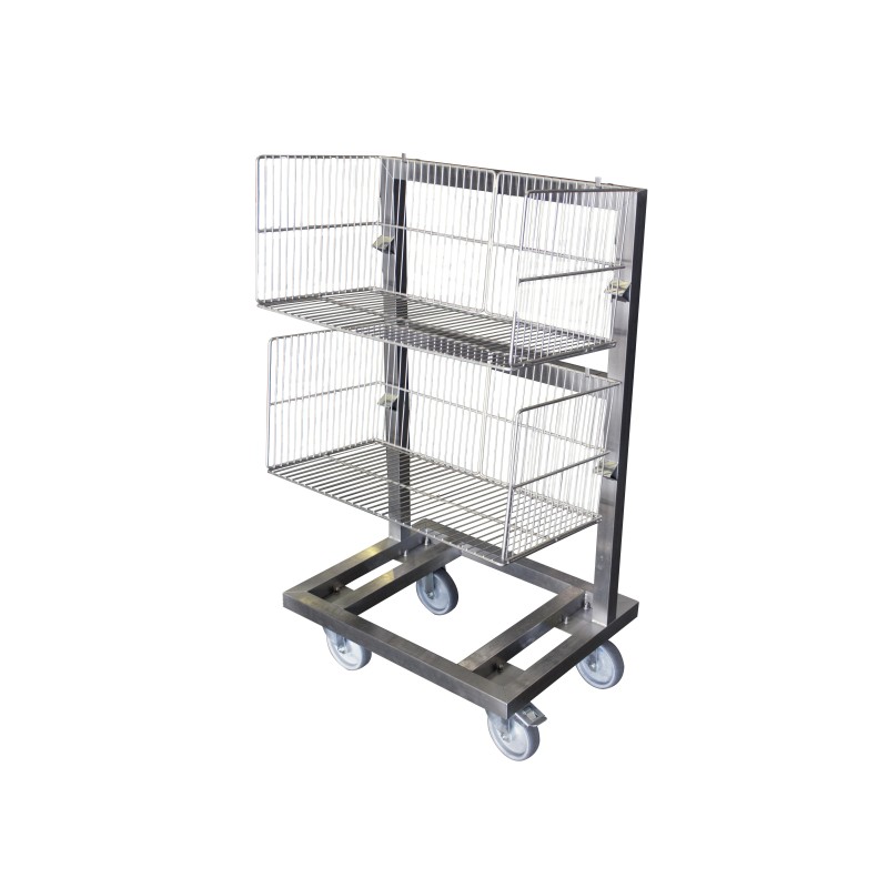 CHARIOT INOX SUPPORT 2 PANIERS A BARQUETTES 24151 L2G CHARIOT INOX SUPPORT 2 PANIERS A BARQUETTES 24151 L2G