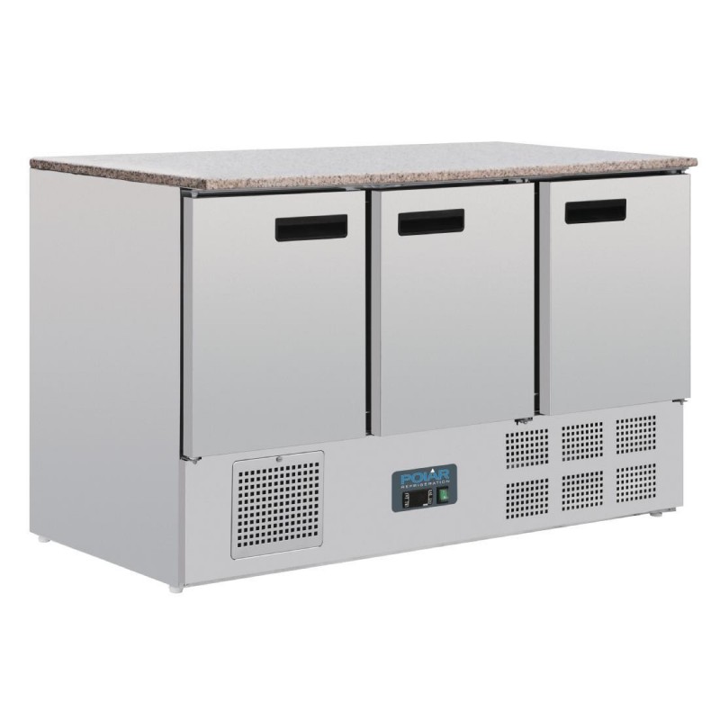 Table réfrigérée positive plan de travail en marbre Polar Série G 3 portes 368L CL109 Polar Table réfrigérée positive plan de travail en marbre Polar Série G 3 portes 368L CL109 Polar