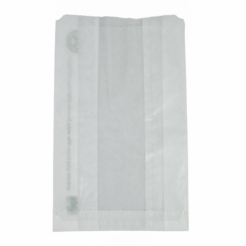 Grands sacs snack chaud en papier glassine compostable avec fenêtre NatureFlex Vegware (Lot de 500) CL688 Vegware Grands sacs snack chaud en papier glassine compostable avec fenêtre NatureFlex Vegware (Lot de 500) CL688 Vegware