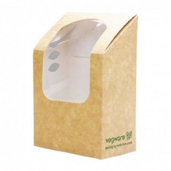 Boîtes à wrap et tortilla kraft compostables avec fenêtre PLA Vegware CL705 Vegware