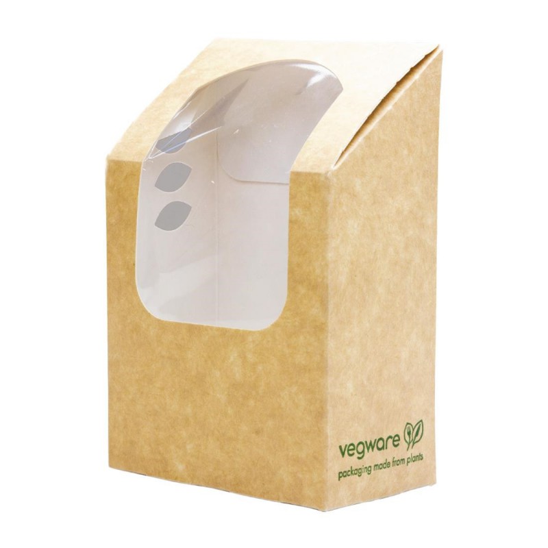 Boîtes à wrap et tortilla kraft compostables avec fenêtre PLA Vegware CL705 Vegware Boîtes à wrap et tortilla kraft compostables avec fenêtre PLA Vegware CL705 Vegware