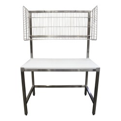 TABLE DE MISE SOUS BARQUETTES, DESSUS INOX 304 130602 L2G