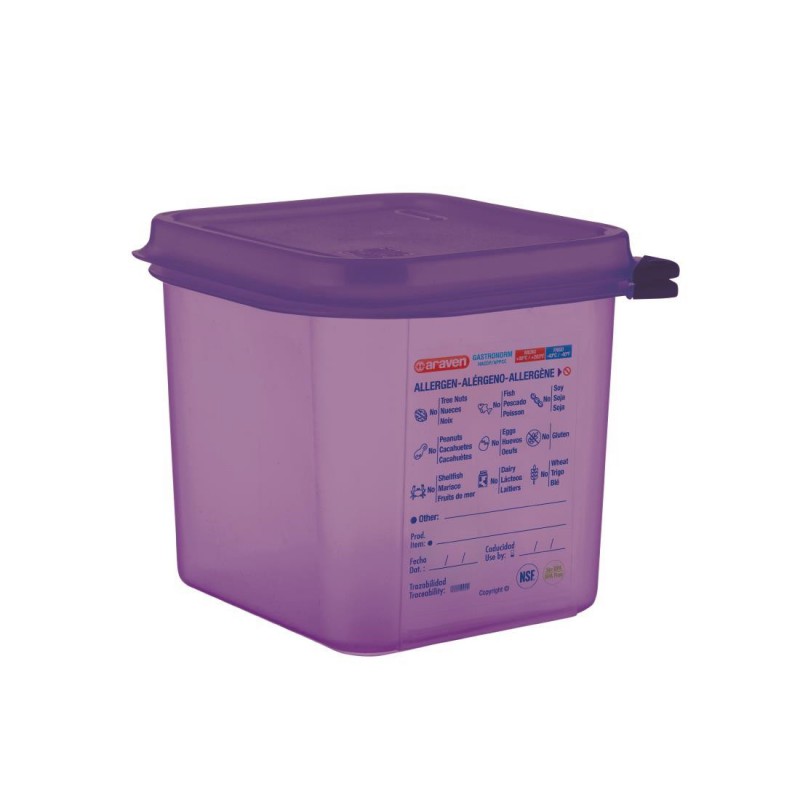 Bac hermétique violet antiallergénique GN1/6 Araven 2 Bac hermétique violet antiallergénique GN1/6 Araven 2