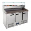 Comptoir de préparation pizza et salade réfrigéré 3 portes 368L CN267 Polar