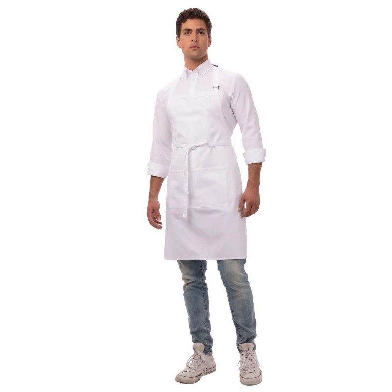 Tablier bavette Chef Works blanc A923 Chef Works Tablier bavette Chef Works blanc A923 Chef Works