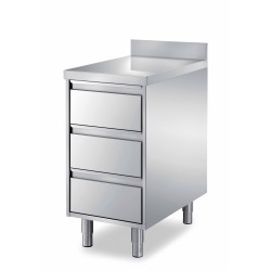 MEUBLE DE BAR 3 TIROIRS, INOX 304, DOSSERET 100X20 CC1/1A/F L2G