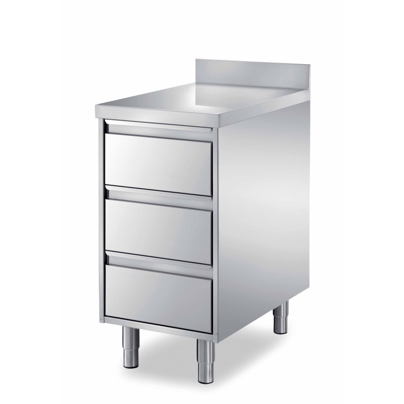 MEUBLE DE BAR 3 TIROIRS, INOX 304, DOSSERET 100X20 CC1/1A/F L2G MEUBLE DE BAR 3 TIROIRS, INOX 304, DOSSERET 100X20 CC1/1A/F L2G