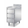 MEUBLE DE BAR 3 TIROIRS, INOX 304, DOSSERET 100X20 CC1/1A/F L2G
