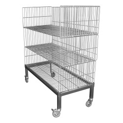 CHARIOT A BARQUETTES FILAIRE INOX 304 - 3 NIVEAUX DCHB-3N L2G